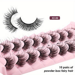 10 Pairs Fluffy Wispy False Eyelashes for Stage Party and Everyday Makeup