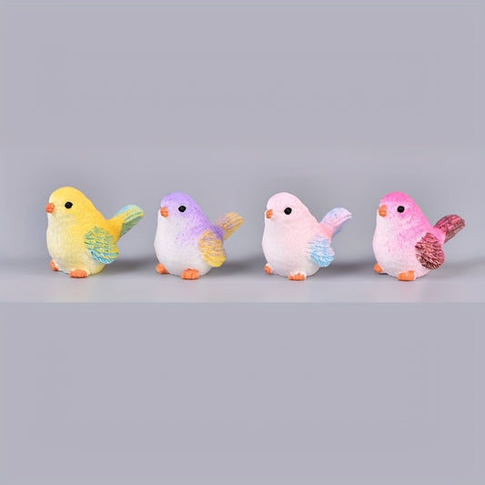 4pcs Bird Ornaments Micro Landscape Resin Crafts Diy