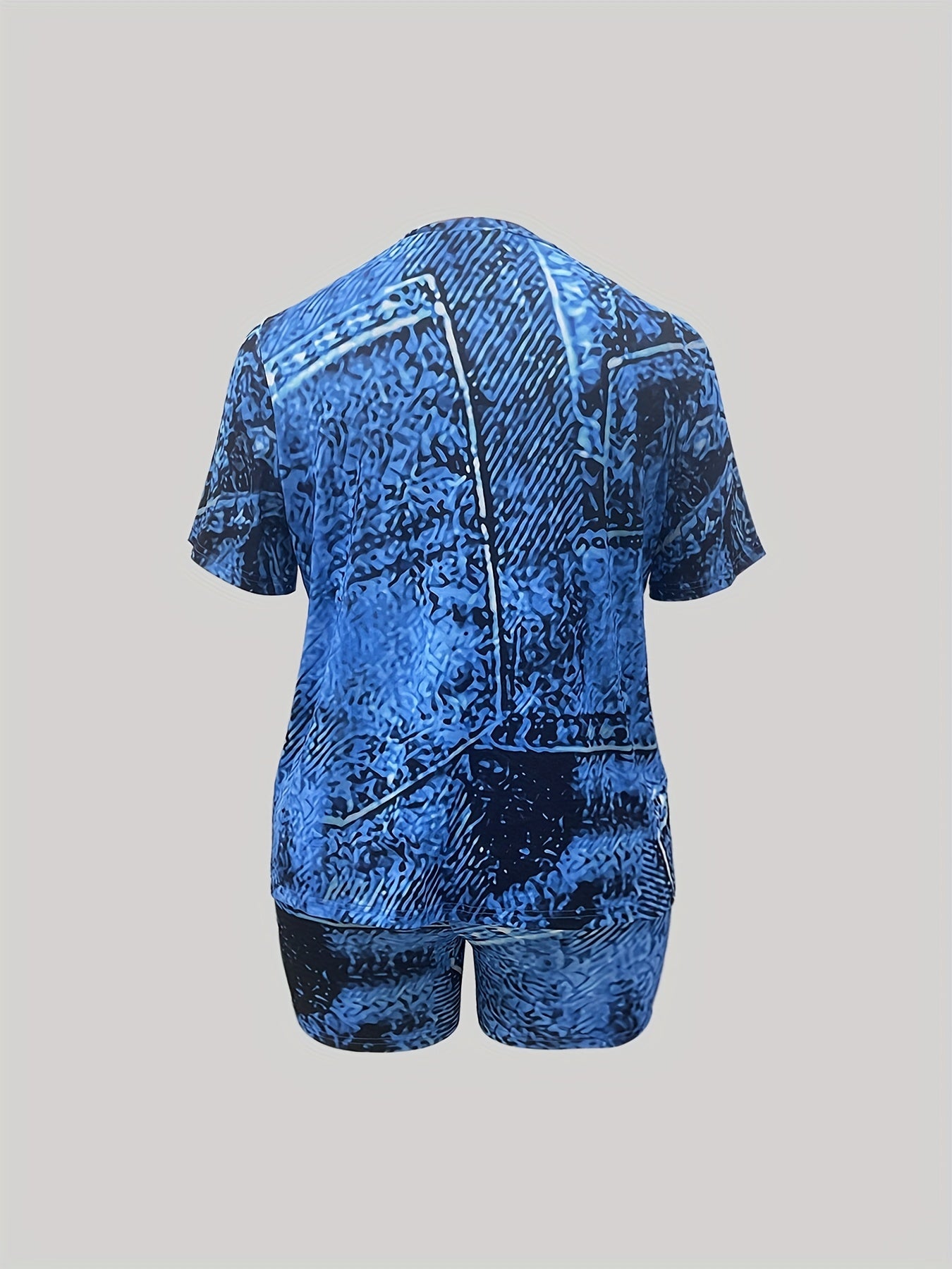 Denim Print Top & Shorts Outfit Set
