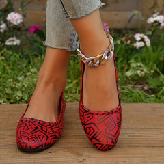 Women's Geometric Pattern Flat Shoes Slip On Casual Lightweight Walking Shoes