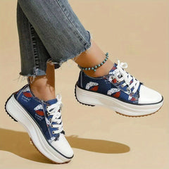 Women's Platform Canvas Lace Up Outdoor Shoes