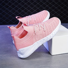 Breathable Woven Sneakers For Girls Lightweight Low Top Lace Up Shoes