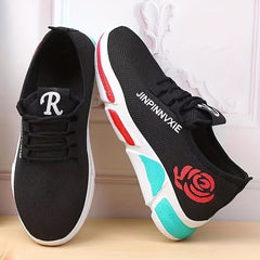 Women's Flower Pattern Lace Up Platform Sneakers