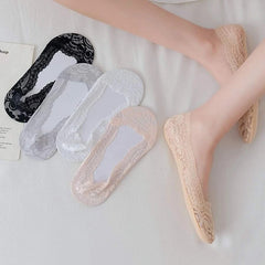 5 Pairs Women's Lace No Show Socks Casual Lace Low Cut Liner Boat Socks