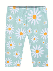 Girls Flowers Graphic Elastic Waist Cropped Legging Set