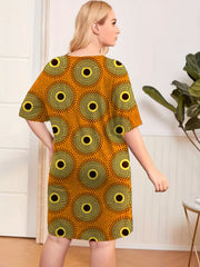 Dot Print Short Sleeve Sleep Dress