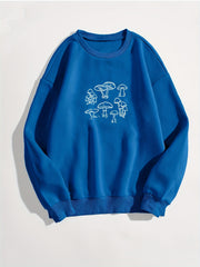 Mushroom Print Crew Neck Sweatshirt