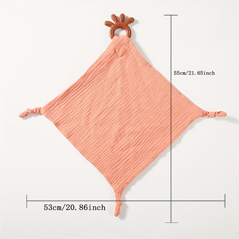 Cotton Red Soothing Towel with Silicone Teether