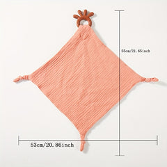 Cotton Red Soothing Towel with Silicone Teether