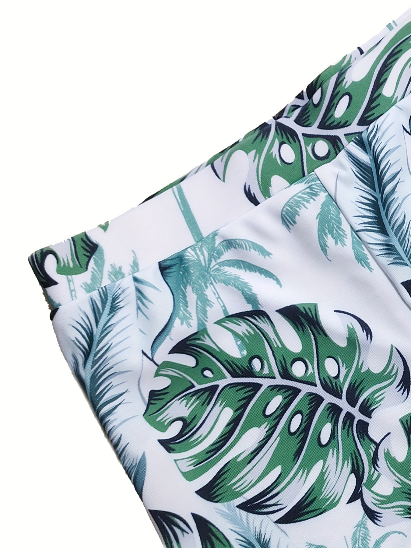 Boys Leaf Print Swim Trunks Quick Dry Beach Vacation Kids Clothes