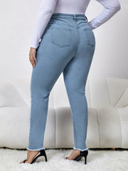 High Rise Skinny Jeans with Raw Trim