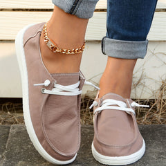 Women's Khaki Boat Shoes Platform Lace Up Canvas Sneakers