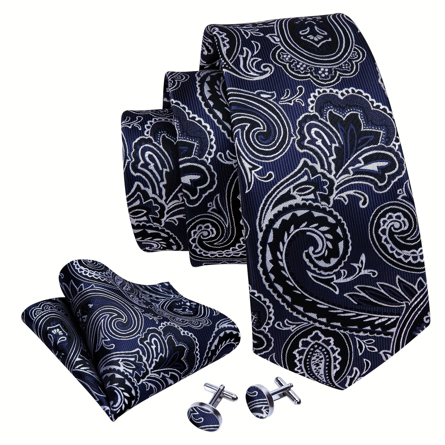 Barry Wang Men's Tie Golden Floral Jacquard Set
