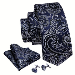 Barry Wang Men's Tie Golden Floral Jacquard Set