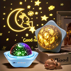 Star Projector Night Light for Kids with 6 Films USB Rechargeable