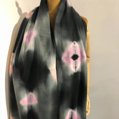 Pink Tie Dye Flower Tassel Shawl Cashmere Warm Wrap Windproof