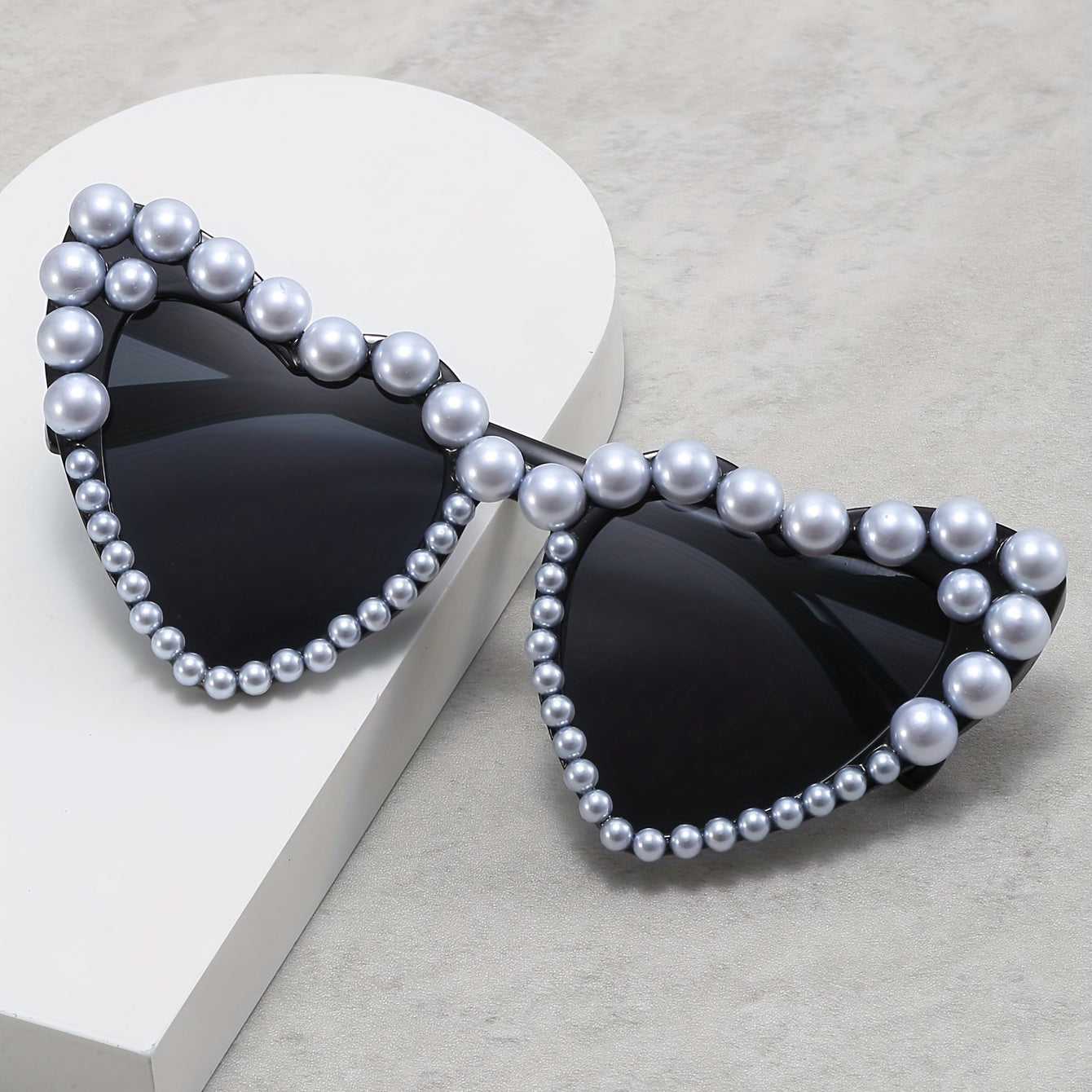 Heart Sunglasses Faux Pearl Love Theme UV400