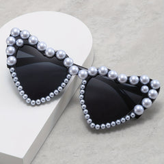 Heart Sunglasses Faux Pearl Love Theme UV400