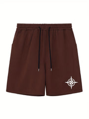 Men's Star Print Workout Shorts Active Stretch Breathable Drawstring