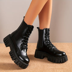 Women's Lace-Up Platform Ankle Boots