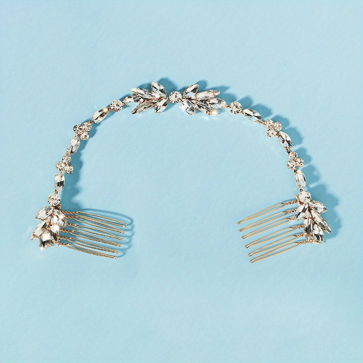 Crystal Hair Comb Bun Hair Headdress Floral Hair Comb Pair Comb Soft Chain Brida