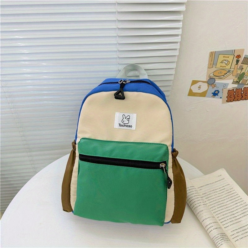 Children's Block Backpack Canvas Large Capacity Schoolbag