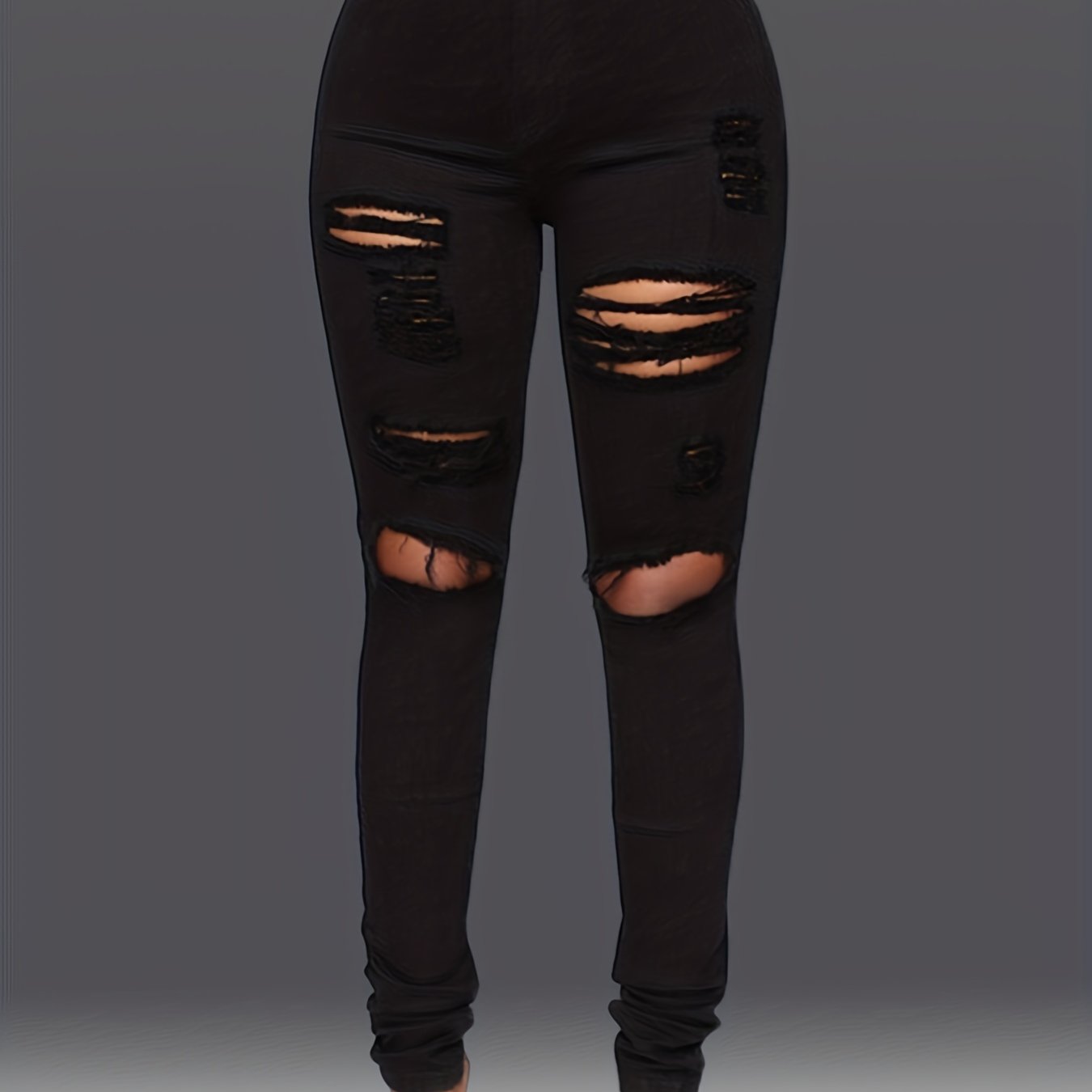 Distressed High Waist Skinny Jeans High Stretch Denim Pants