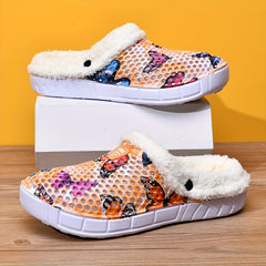 Women's Butterfly Print Warm Hole Shoes Lightweight Outdoor Shoes