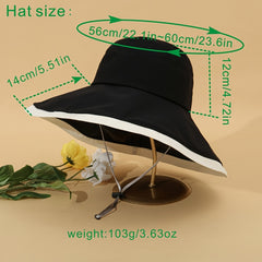 UV Protection Wide Brim Sun Hat for Travel Beach With Wind Rope