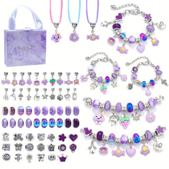66Pcs DIY Charm Bracelet Necklace Kit for Girls Beads Pendants Chains