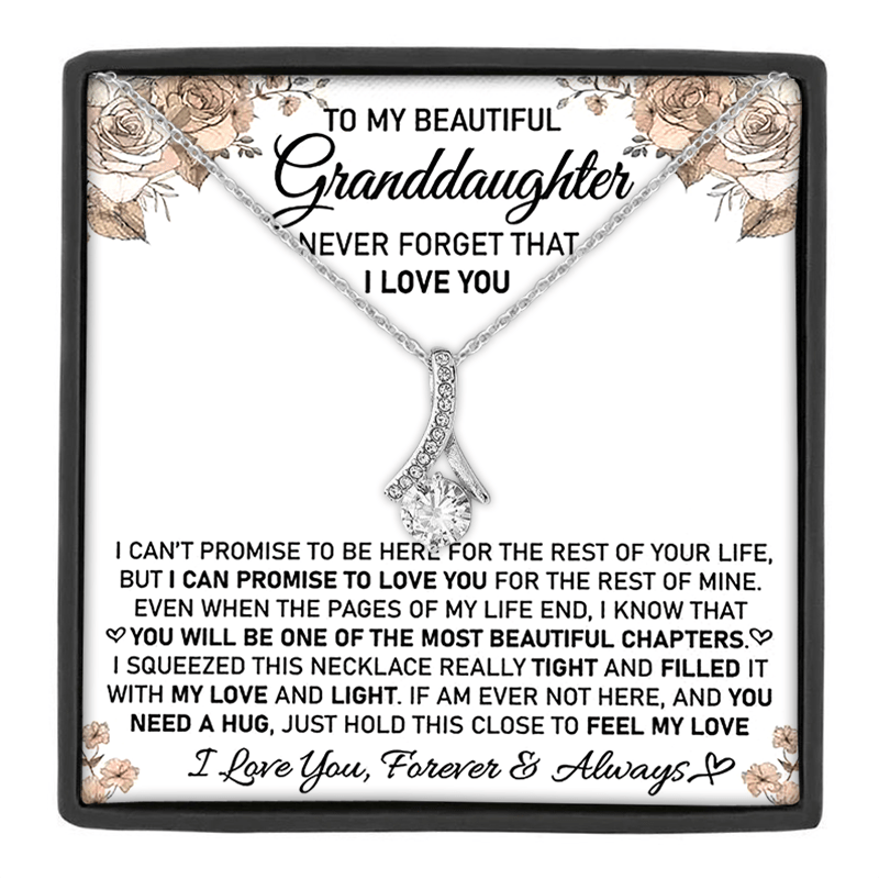 Teardrop Shape Necklace & Card Gift For Granddaughter Birthday