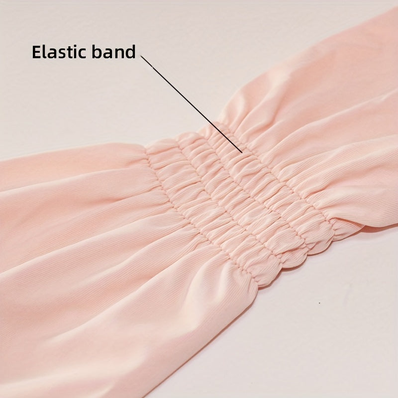Beige Sunproof Ice Sleeves Outdoor Cycling Long Gloves UV Protection for Women