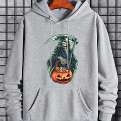 Men's Halloween Style Death Graphic Hoodie Casual Drawstring Sweatshirt