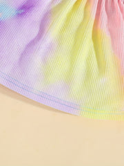 Baby Girls Tie Dye Bowknot Shirred Cami Dress for Summer