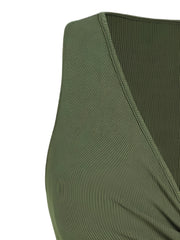 Ribbed Twist Front V Neck Vest Top