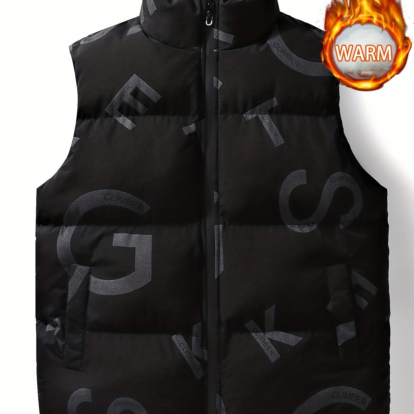 Men's Letter Pattern Casual Vest for Autumn and Winter