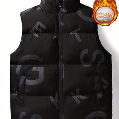 Men's Letter Pattern Casual Vest for Autumn and Winter