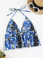 Leopard Print Halter Top Sexy Backless Lace Up All match Top Women's Lingerie