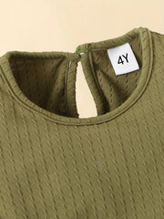 Girl's Back Buckle Jumpsuit with Belt - Summer Clothes