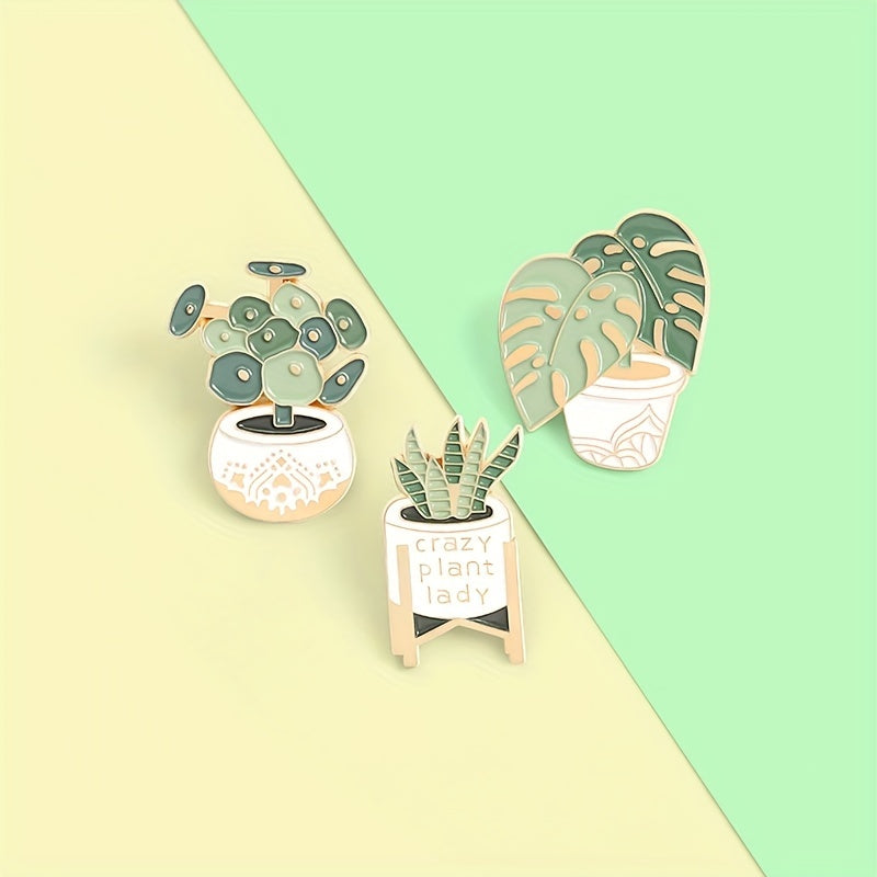 Cartoon Plant Brooch Turtle Back Bamboo Cactus Aloe Pin