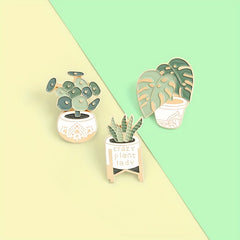 Cartoon Plant Brooch Turtle Back Bamboo Cactus Aloe Pin