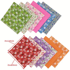 12pcs Rainbow Series Cotton Patchwork Fabric Flowers Precut Different Pattern