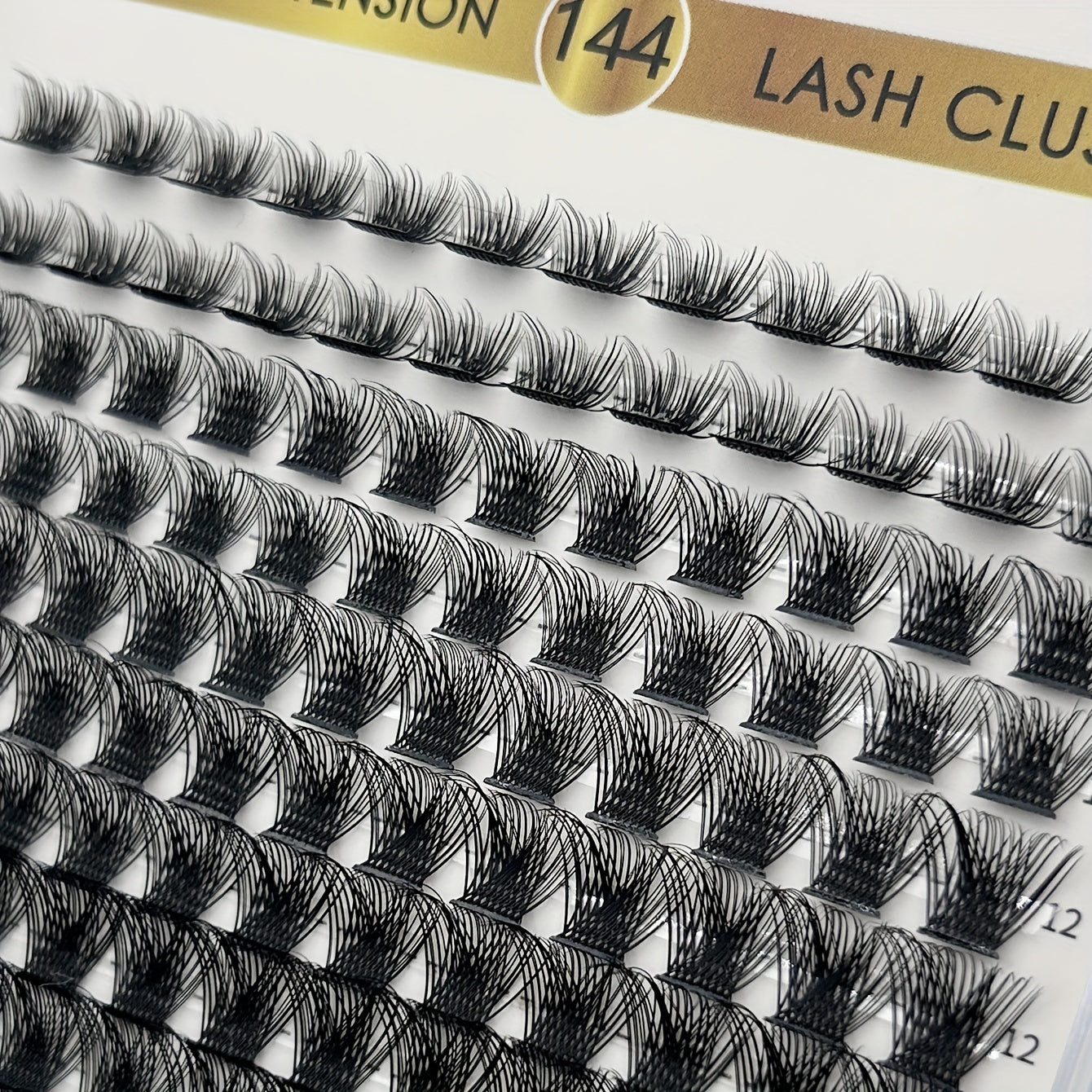 144pcs Mixed Length Self Grafting Cluster Lashes Slender Stem 12 Rows