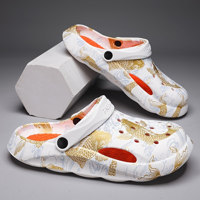 Men Women Fish Print Clogs Lightweight Sandals