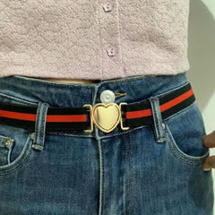 Kids Colorful Elastic Stretch Belts w/ Heart Shape Buckle