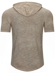 Men's Short Sleeve Hooded T-Shirt Casual Breathable Knit Top