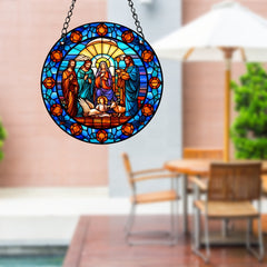 Jesus Stained Acrylic Window Sun Catcher Art Four Seasons Pendant