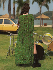Wavy Ripple Print Long Sleeve Kimono Cover Up