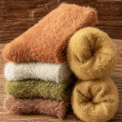 10 Pairs Solid Fuzzy Socks Warm Mid Tube Socks Women's Stockings