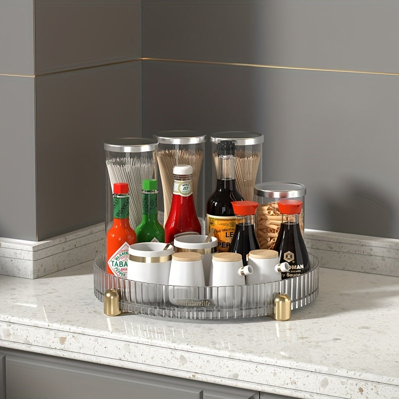 Double Layer Golden Turntable Kitchen Storage Shelf